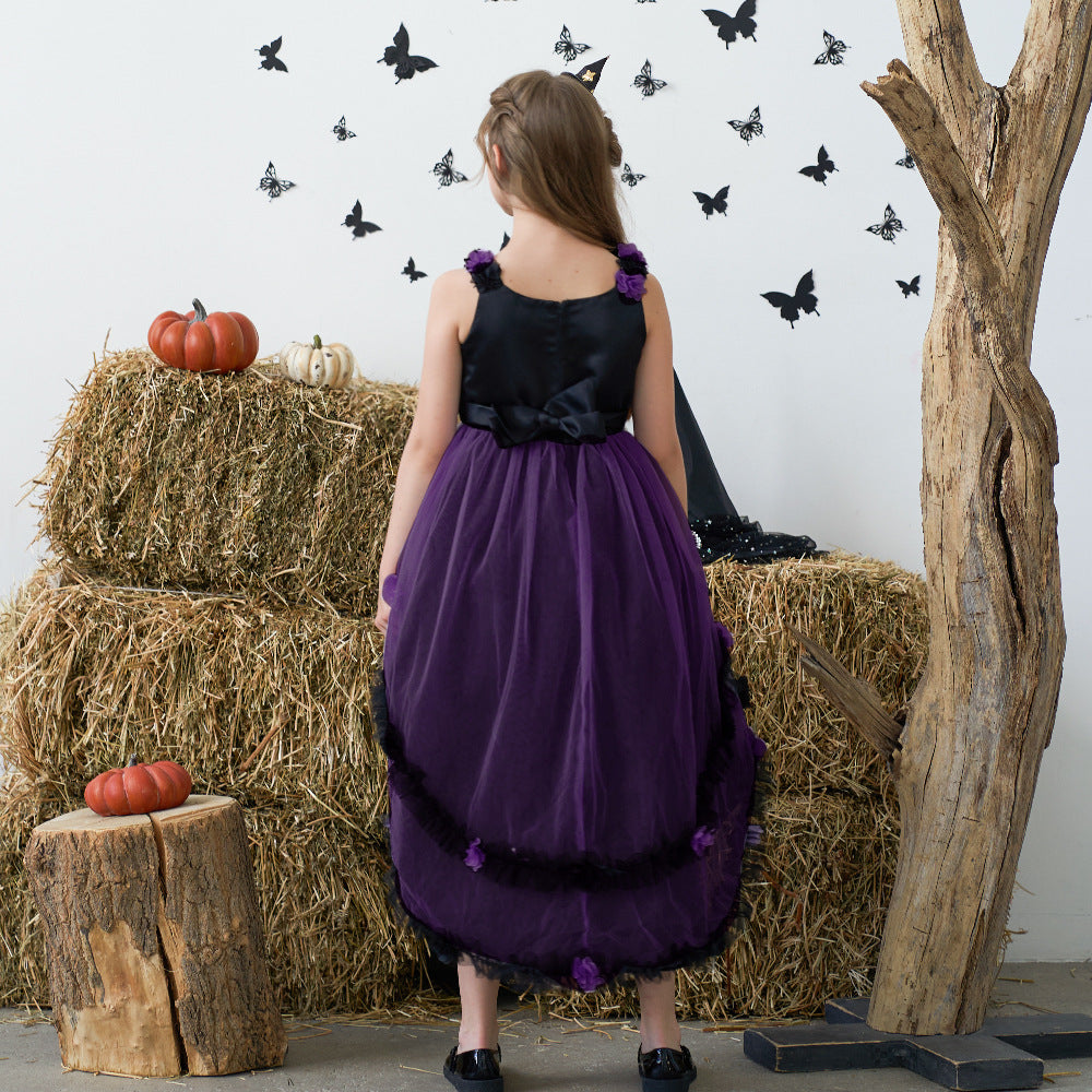 Cute Puffy High-Low Dress for Girls with Applique - Special Occasion & Party Wear