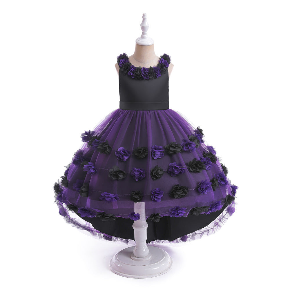 Cute Puffy High-Low Dress for Girls with Applique - Special Occasion & Party Wear