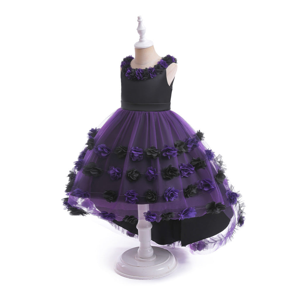 Cute Puffy High-Low Dress for Girls with Applique - Special Occasion & Party Wear
