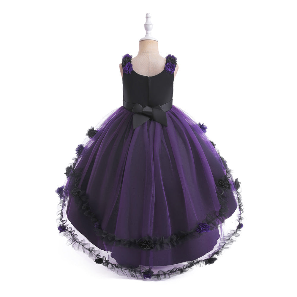 Cute Puffy High-Low Dress for Girls with Applique - Special Occasion & Party Wear