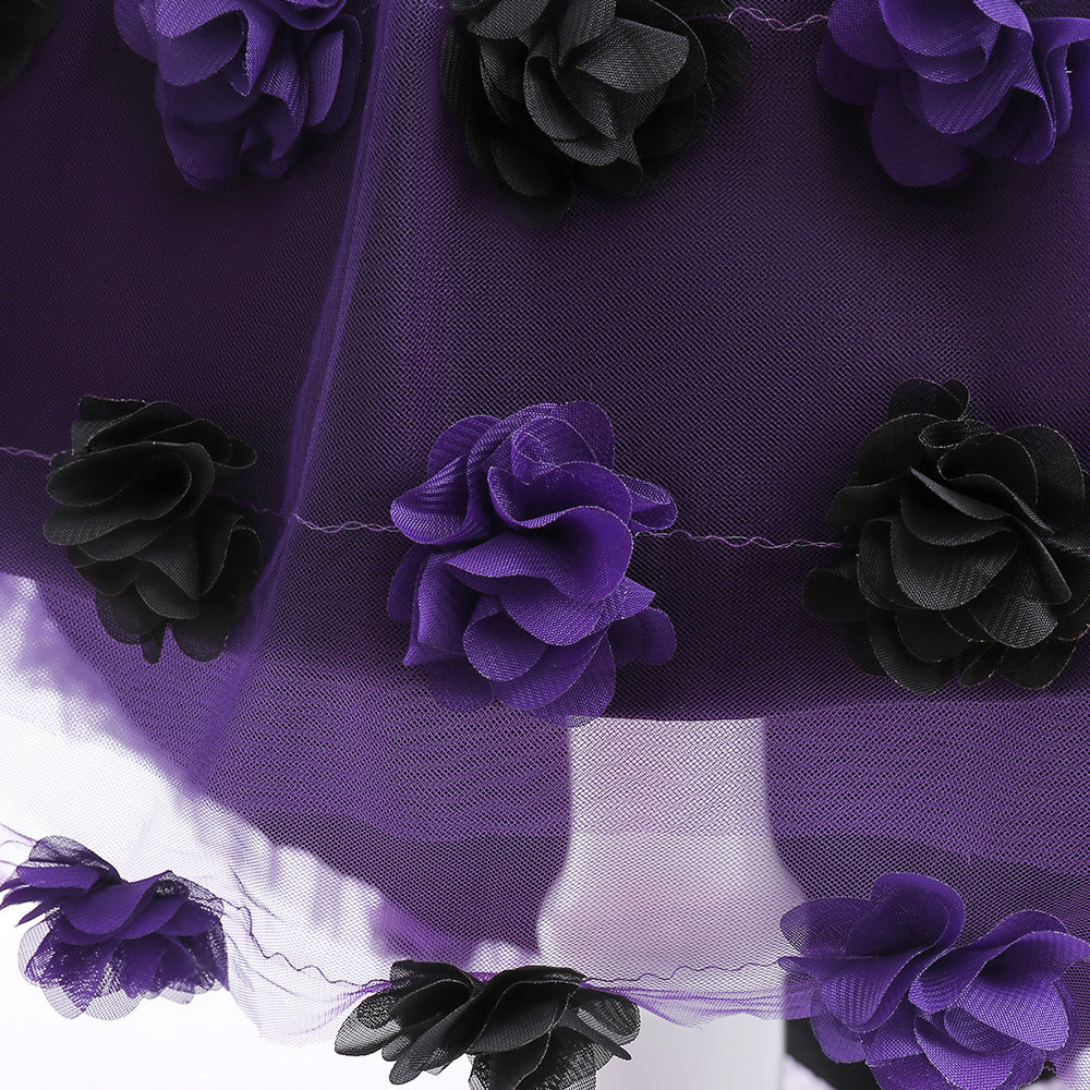 Cute Puffy High-Low Dress for Girls with Applique - Special Occasion & Party Wear