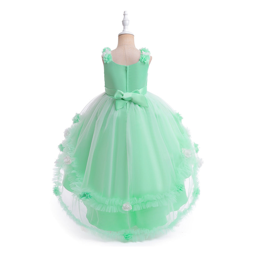 Cute Puffy High-Low Dress for Girls with Applique - Special Occasion & Party Wear