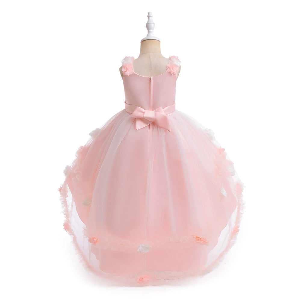Cute Puffy High-Low Dress for Girls with Applique - Special Occasion & Party Wear