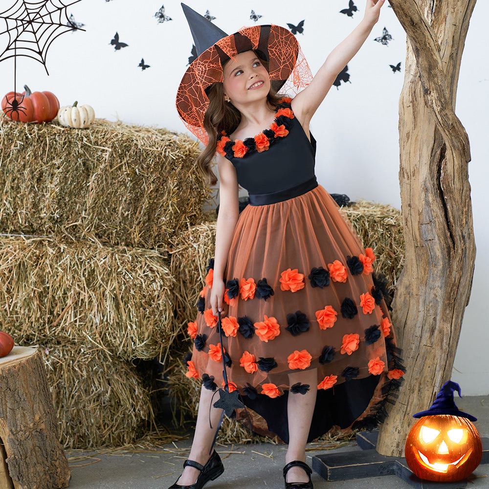 Cute Puffy High-Low Dress for Girls with Applique - Special Occasion & Party Wear