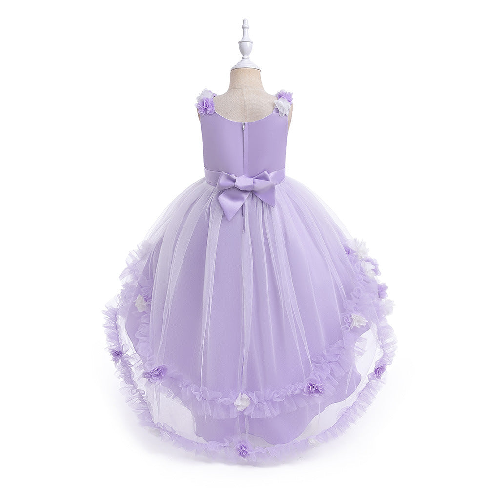 Cute Puffy High-Low Dress for Girls with Applique - Special Occasion & Party Wear