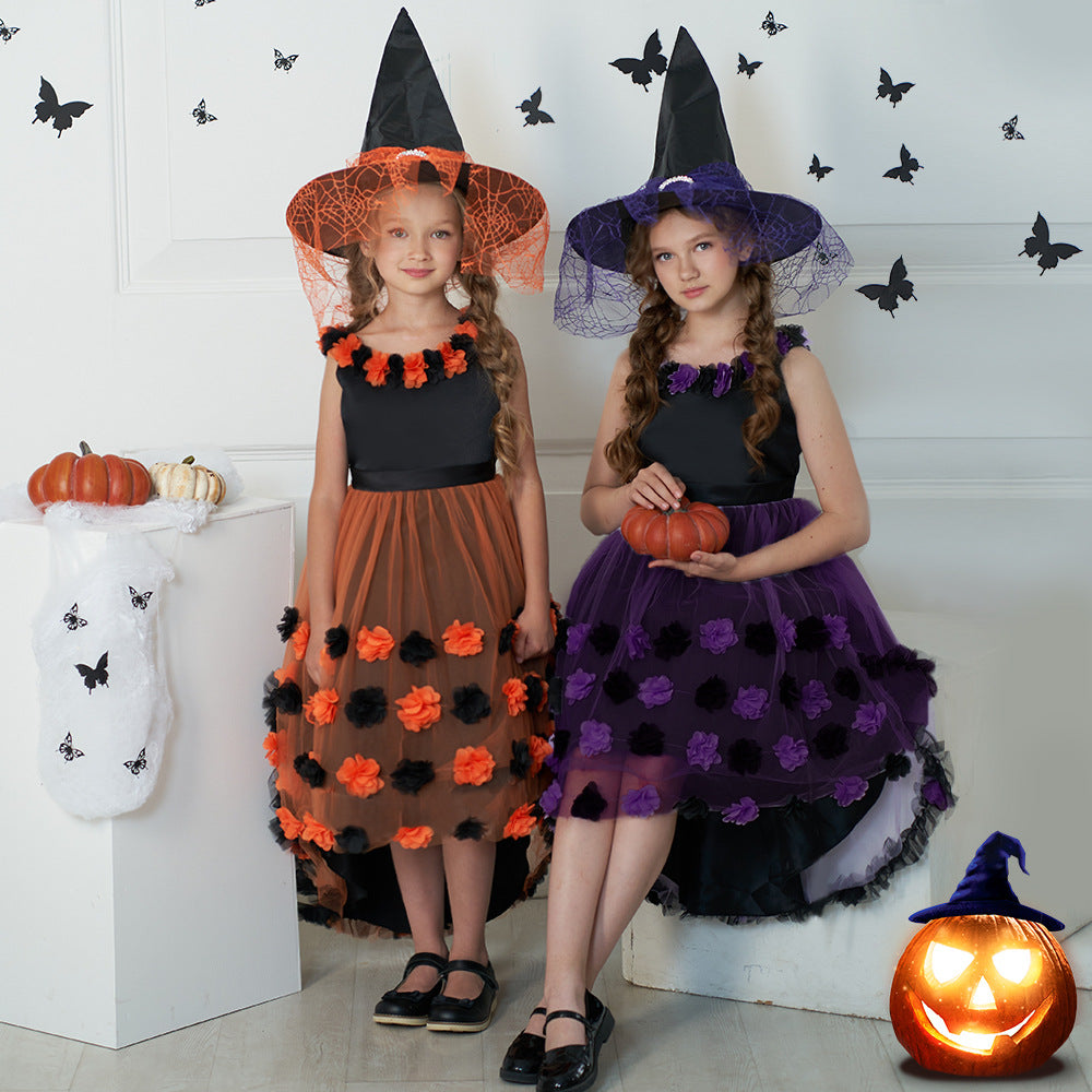 Cute Puffy High-Low Dress for Girls with Applique - Special Occasion & Party Wear