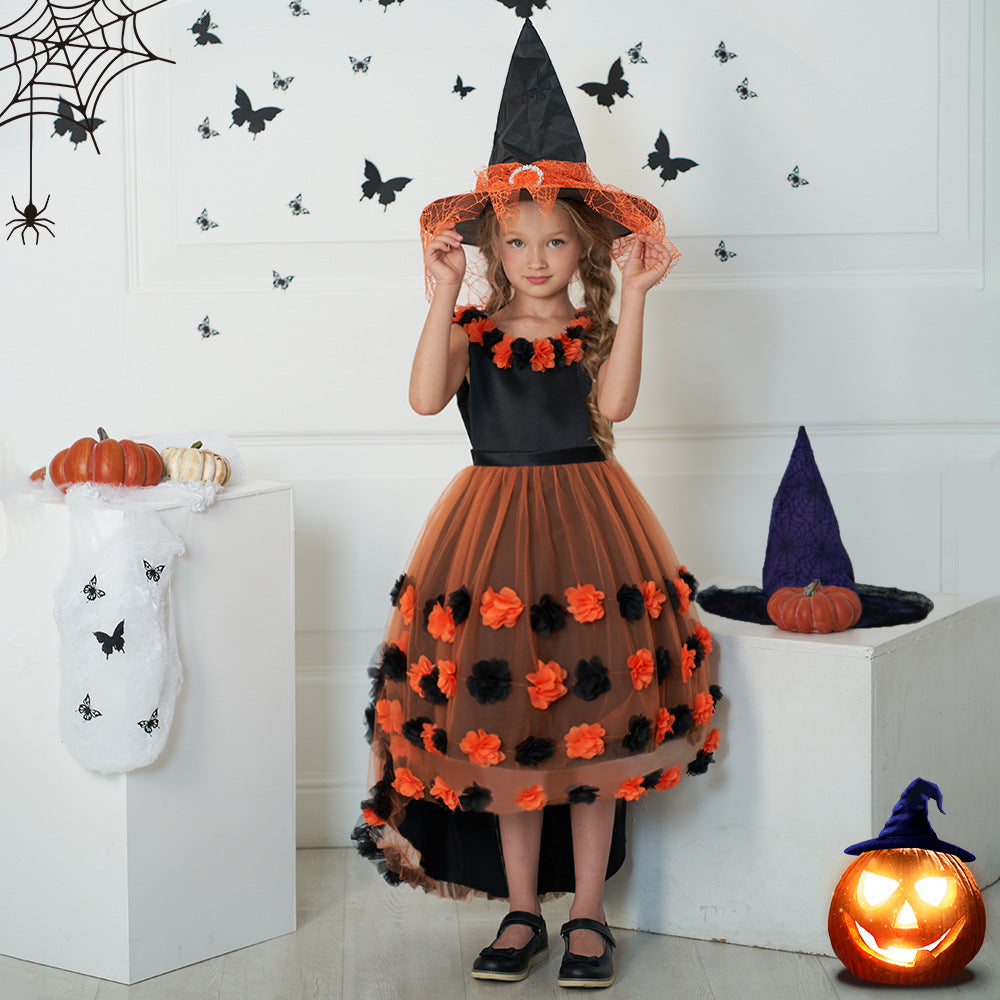 Cute Puffy High-Low Dress for Girls with Applique - Special Occasion & Party Wear