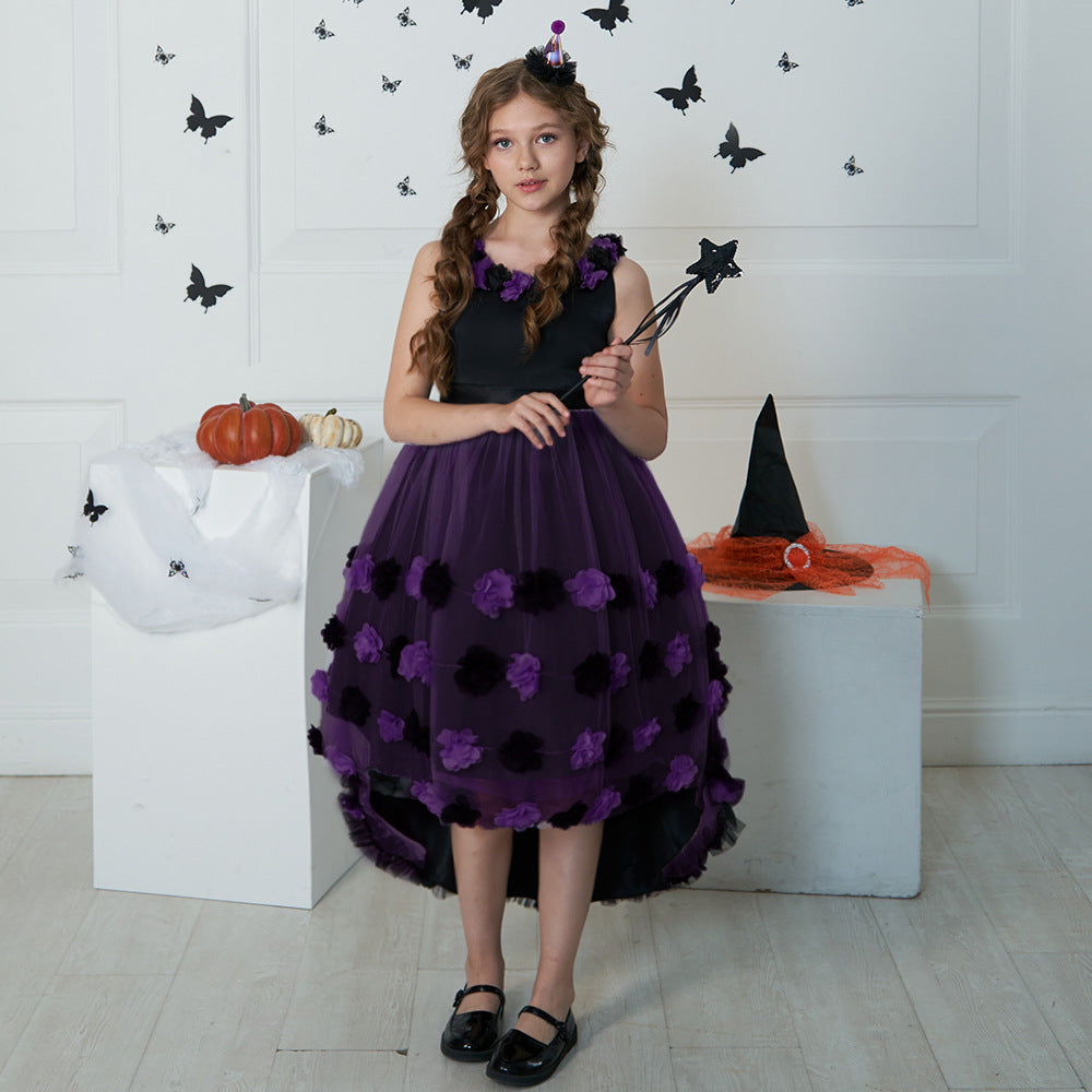 Cute Puffy High-Low Dress for Girls with Applique - Special Occasion & Party Wear