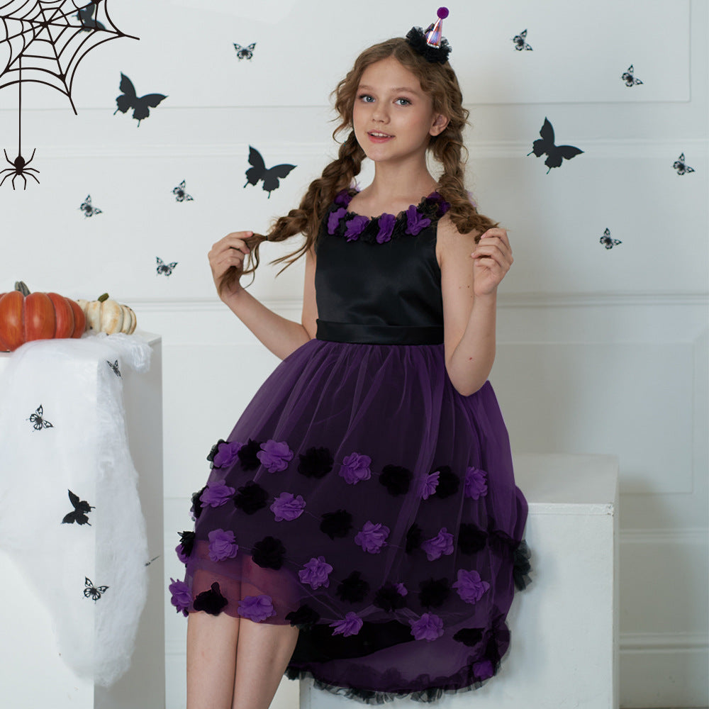 Cute Puffy High-Low Dress for Girls with Applique - Special Occasion & Party Wear