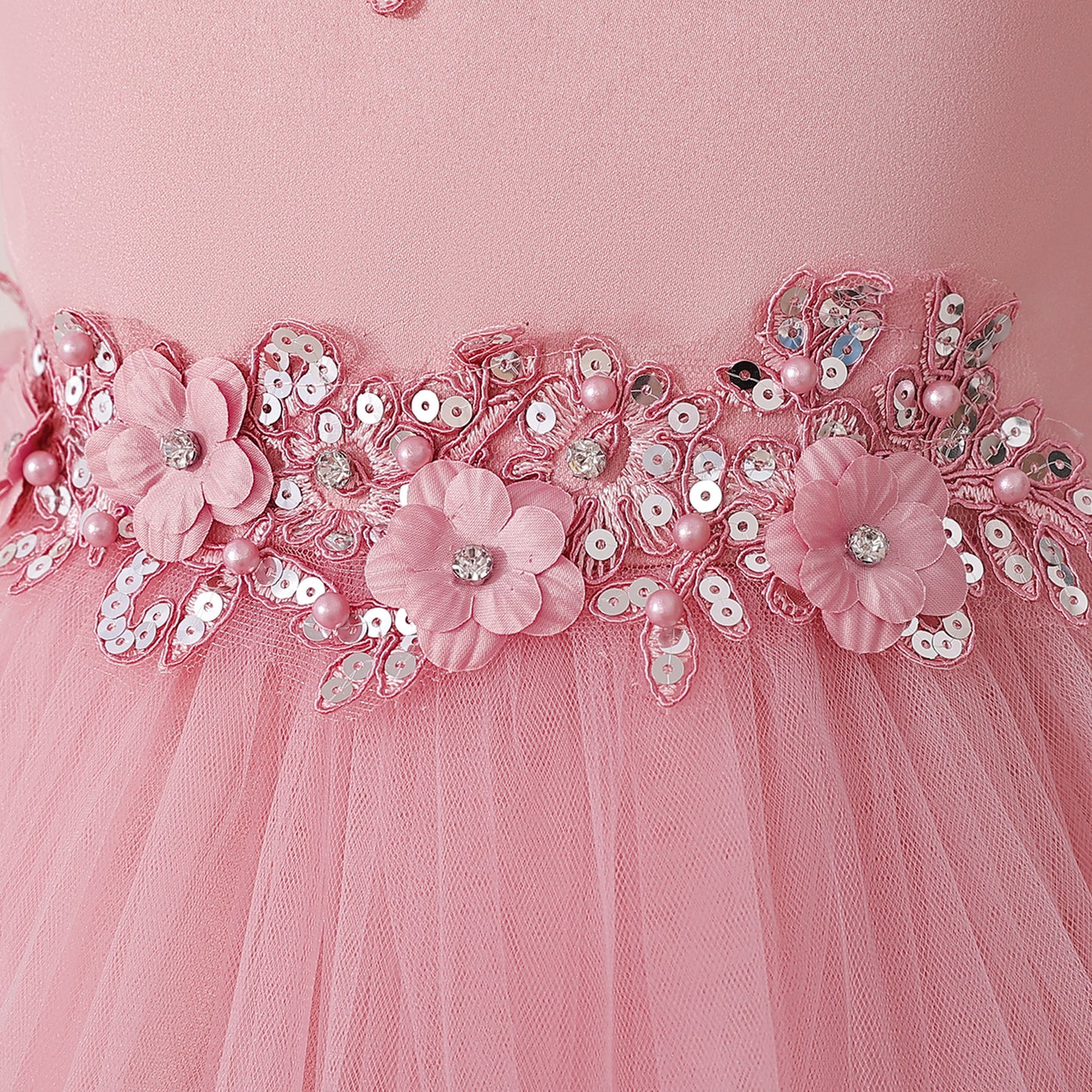 Puffy High-Low Tulle Princess Dress for Girls with Lace and Bow – Party, Wedding & Formal