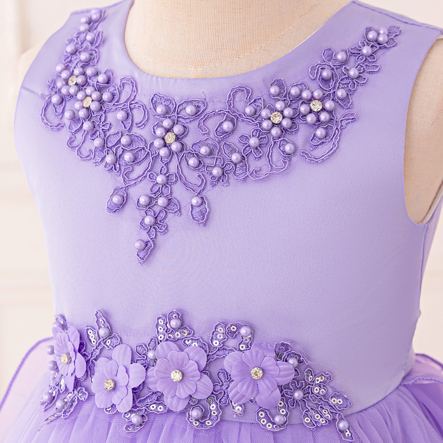 Puffy High-Low Tulle Princess Dress for Girls with Lace and Bow – Party, Wedding & Formal