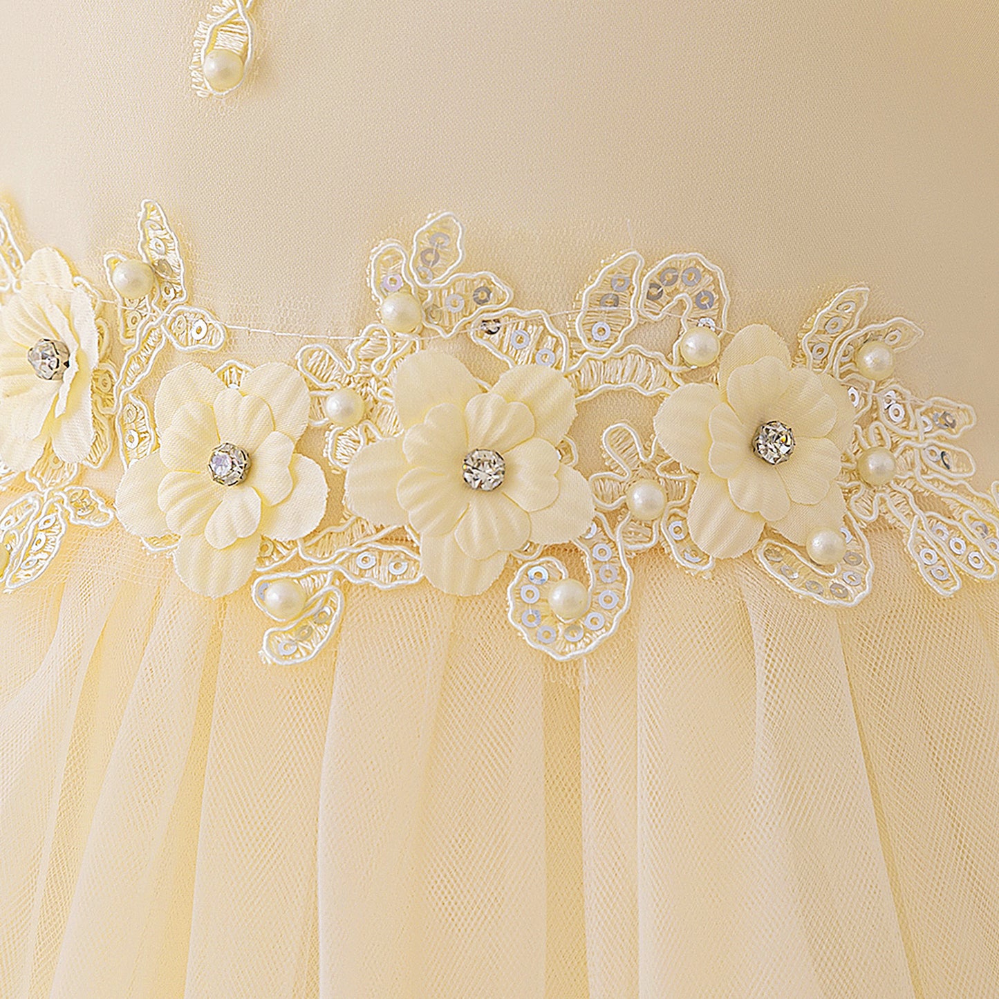 Puffy High-Low Tulle Princess Dress for Girls with Lace and Bow – Party, Wedding & Formal