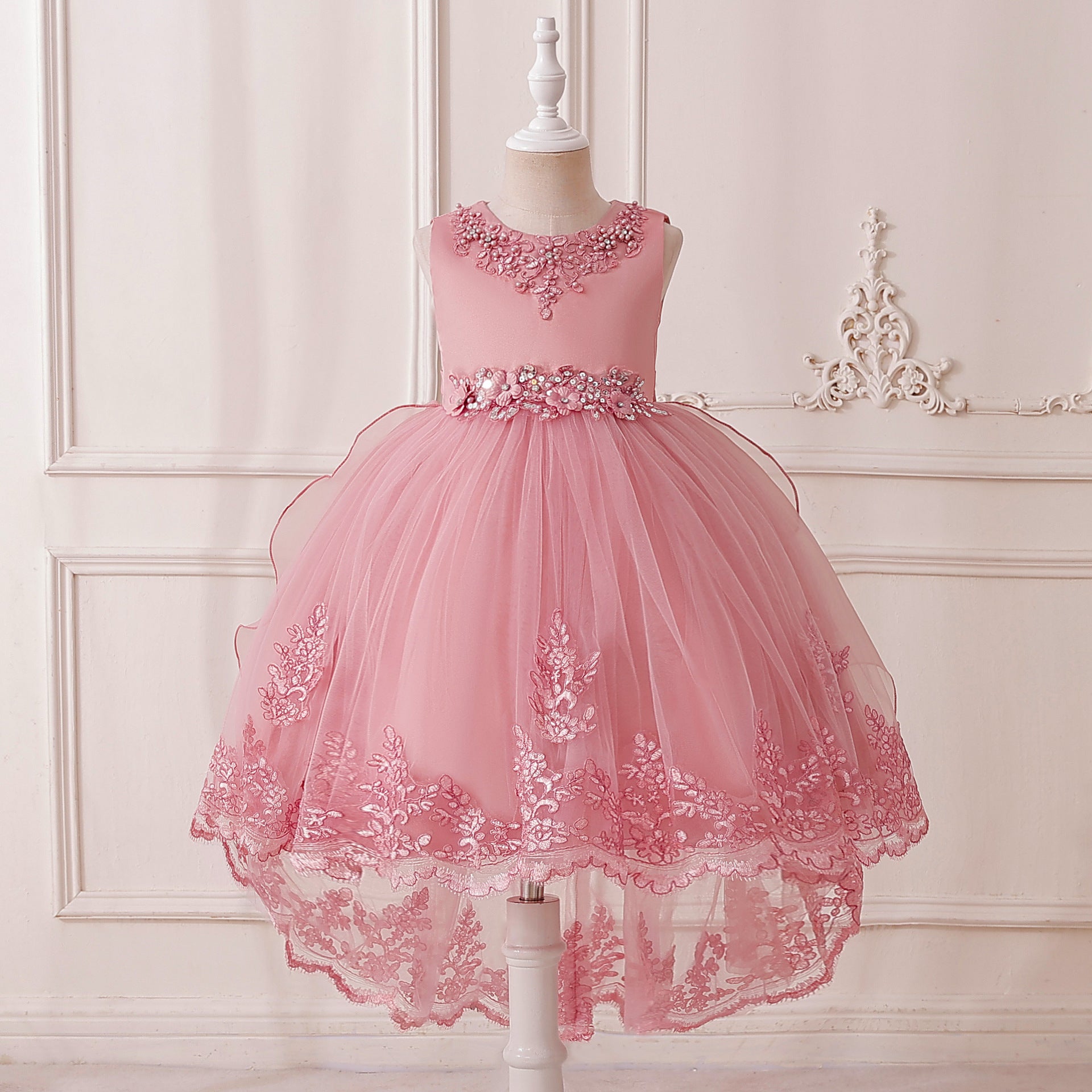 Frocklet Puffy High-Low Tulle Princess Dress for Girls with Lace and Bow – Party, Wedding & Formal 9