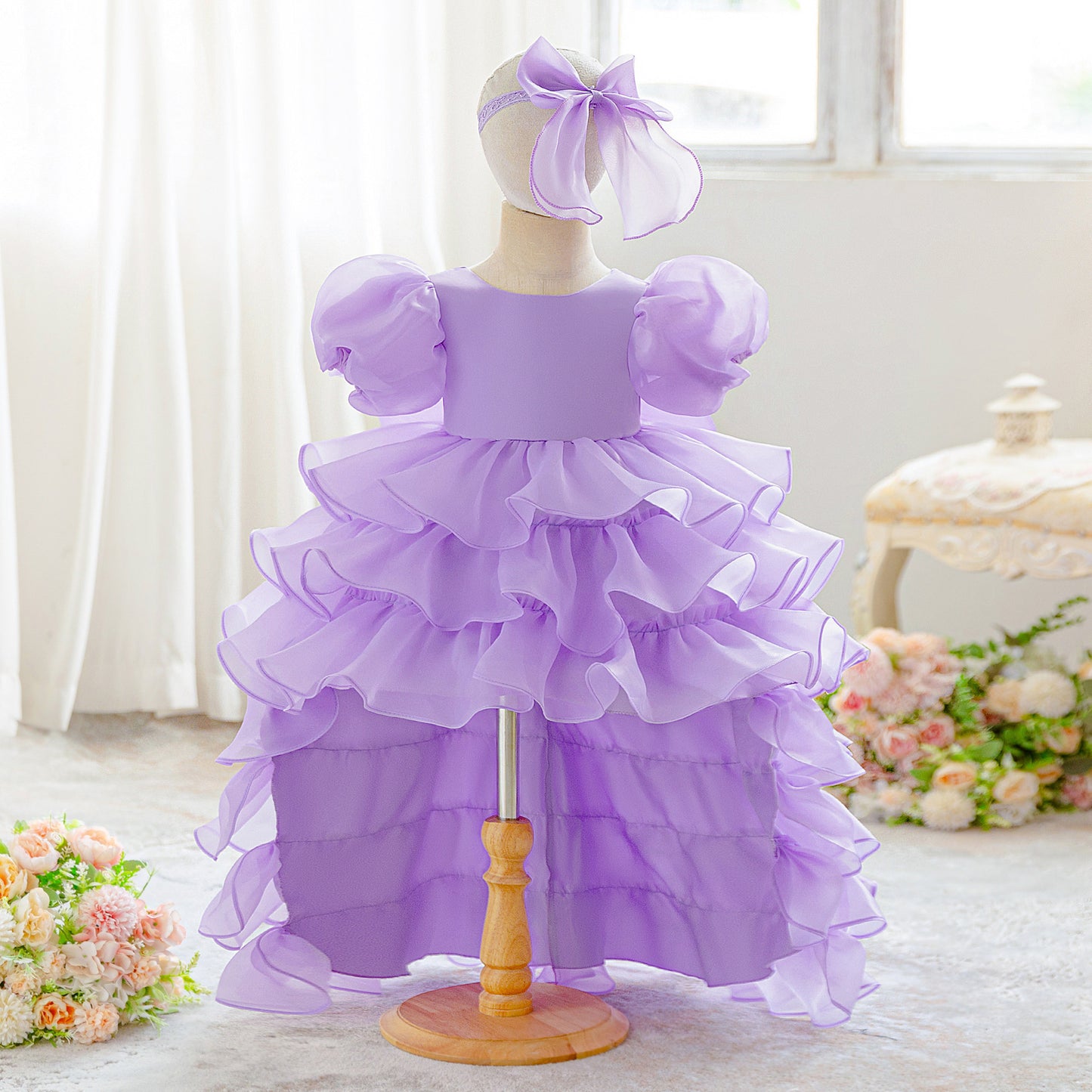 Puffy Tulle Ball Gown Princess Dress for Toddlers – High-Low Party & Flower Girl Outfit