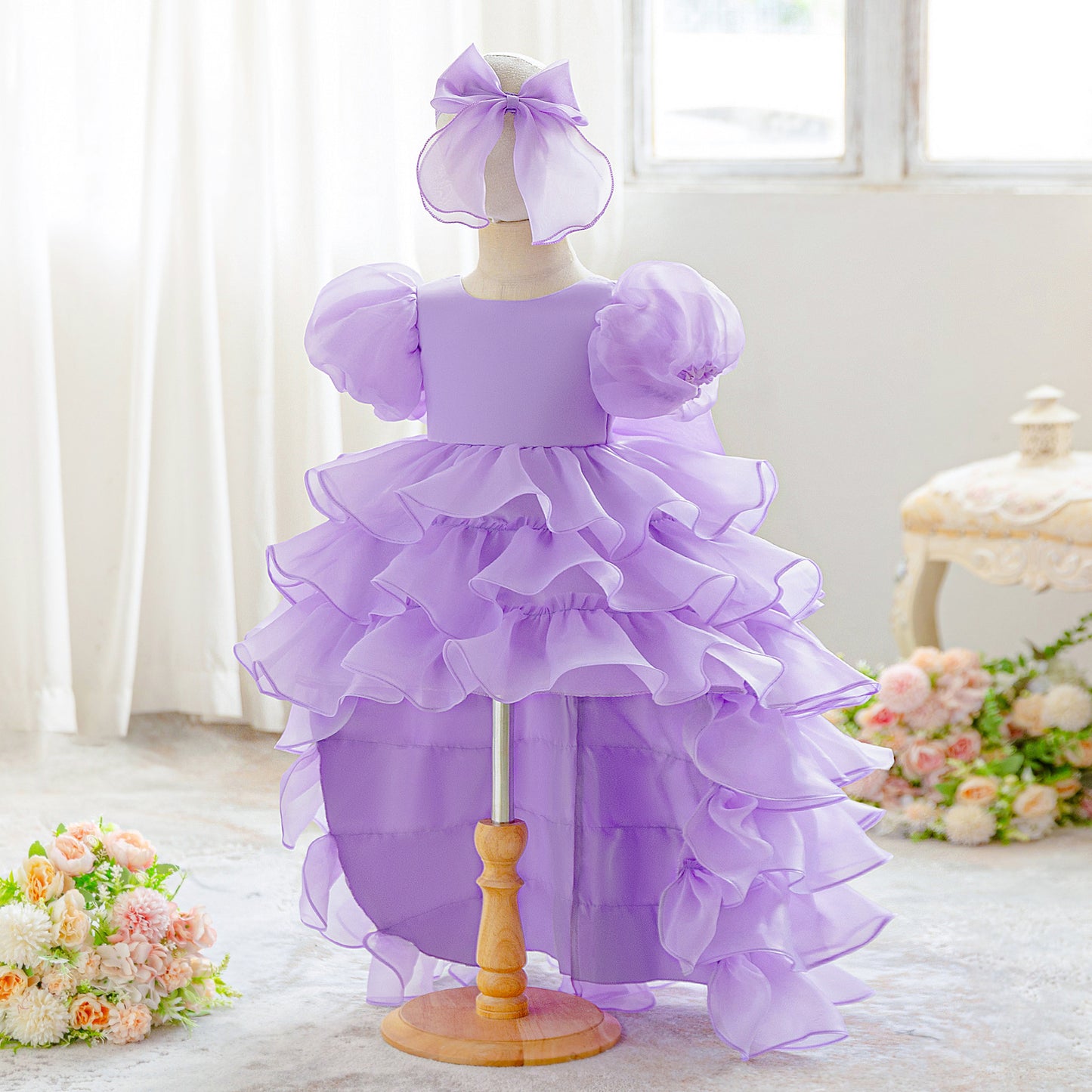 Puffy Tulle Ball Gown Princess Dress for Toddlers – High-Low Party & Flower Girl Outfit