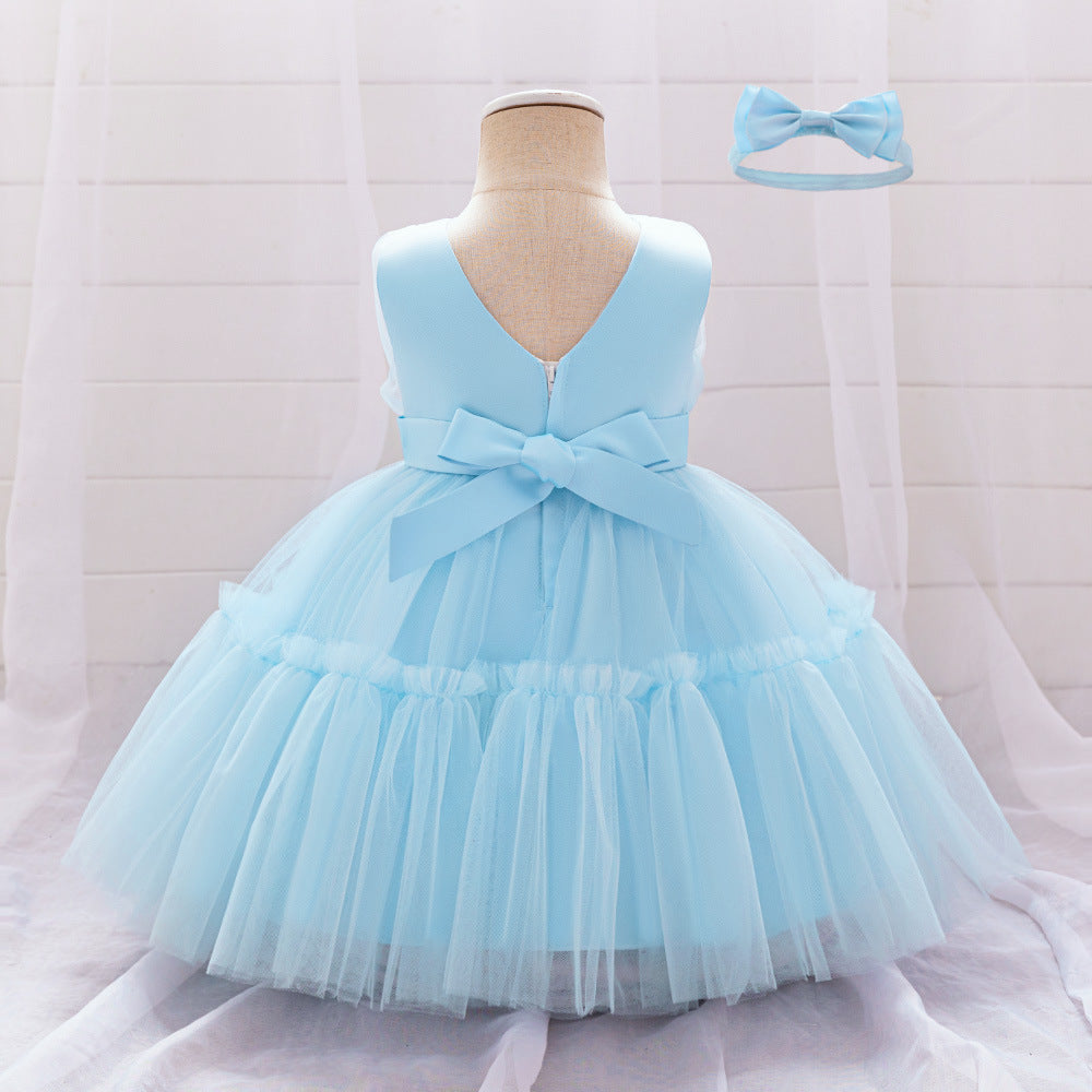Adorable Puffy Ball Gown Mesh Dress for Girls | Flower Girl & Party Outfits