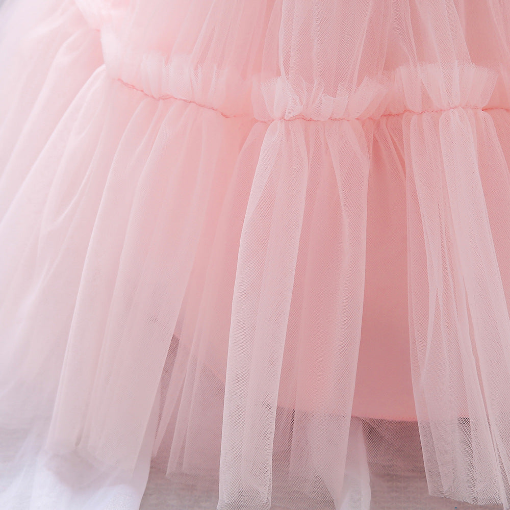Adorable Puffy Ball Gown Mesh Dress for Girls | Flower Girl & Party Outfits