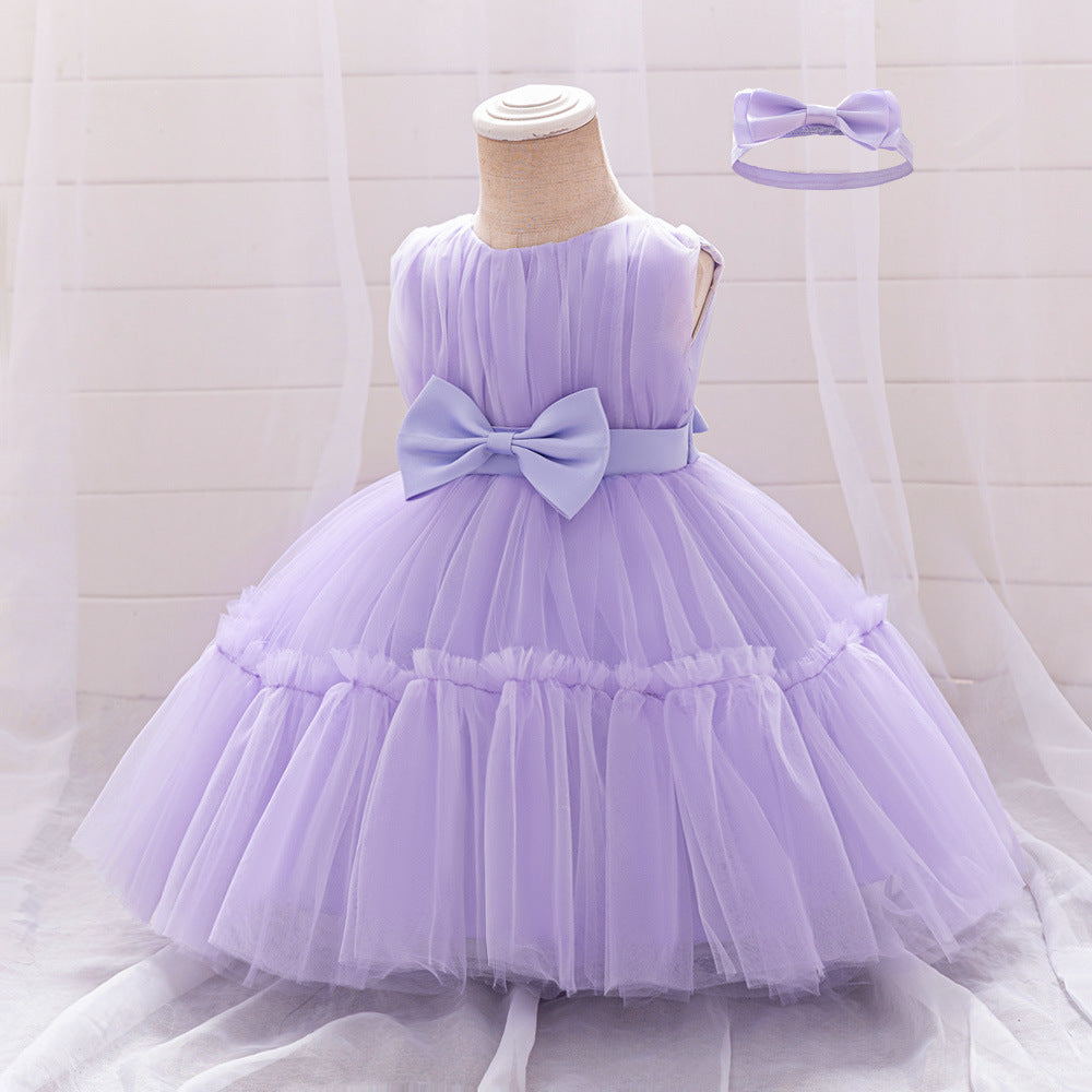 Adorable Puffy Ball Gown Mesh Dress for Girls | Flower Girl & Party Outfits