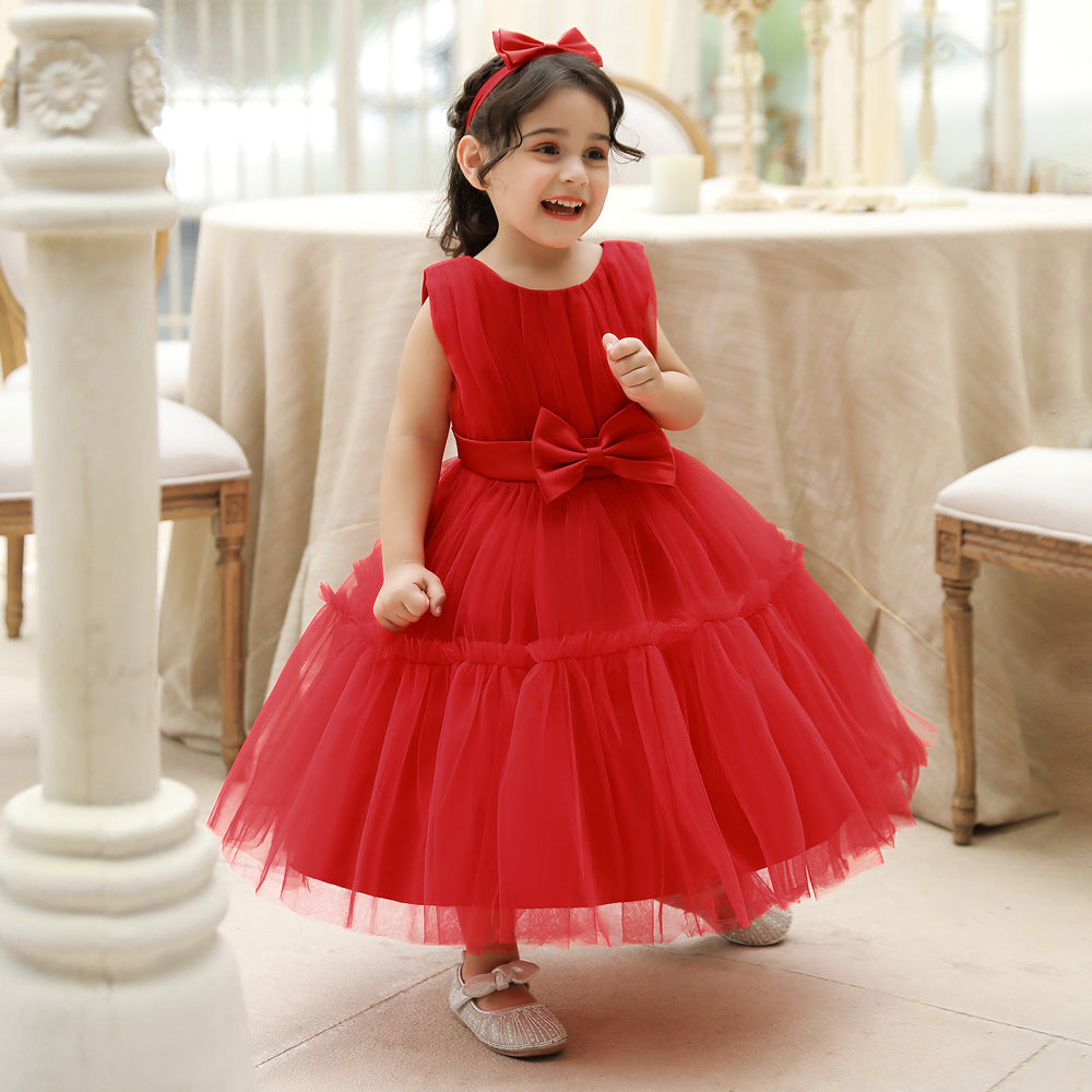 Adorable Puffy Ball Gown Mesh Dress for Girls | Flower Girl & Party Outfits