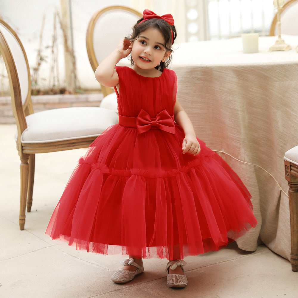 Adorable Puffy Ball Gown Mesh Dress for Girls | Flower Girl & Party Outfits