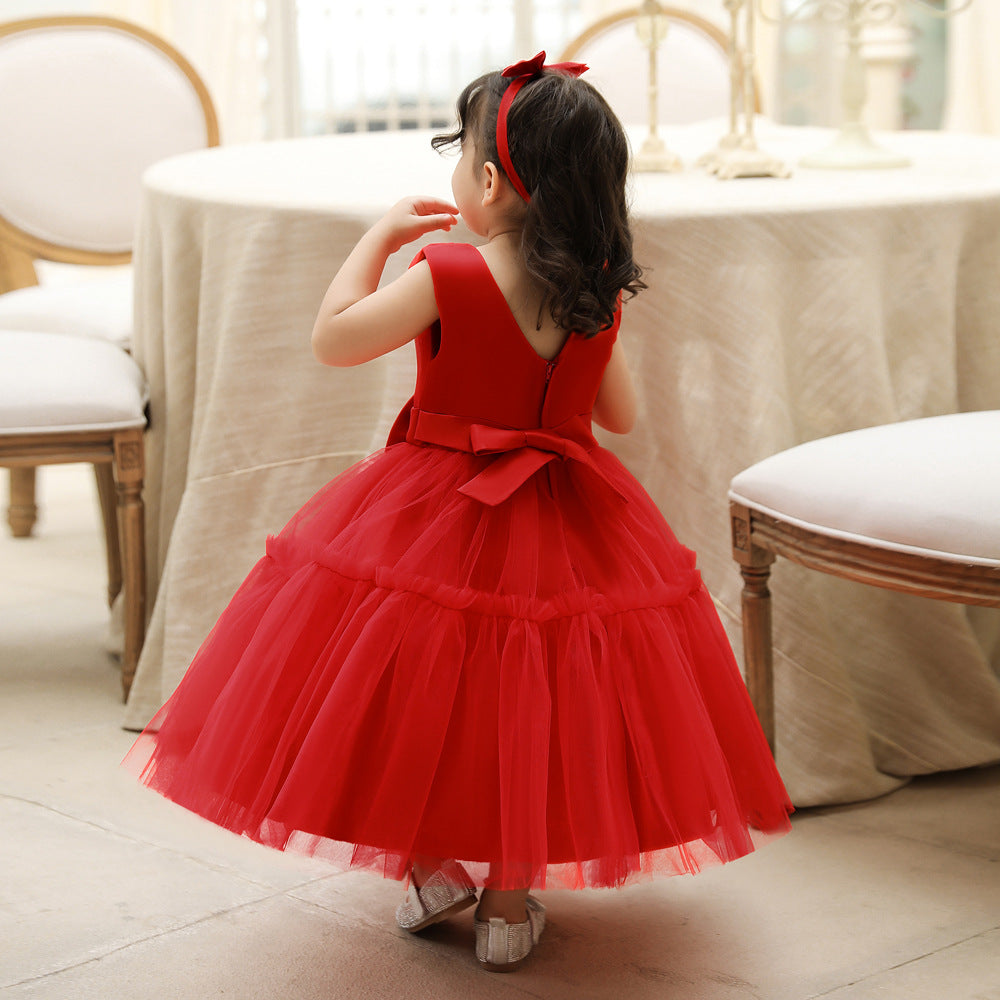 Adorable Puffy Ball Gown Mesh Dress for Girls | Flower Girl & Party Outfits