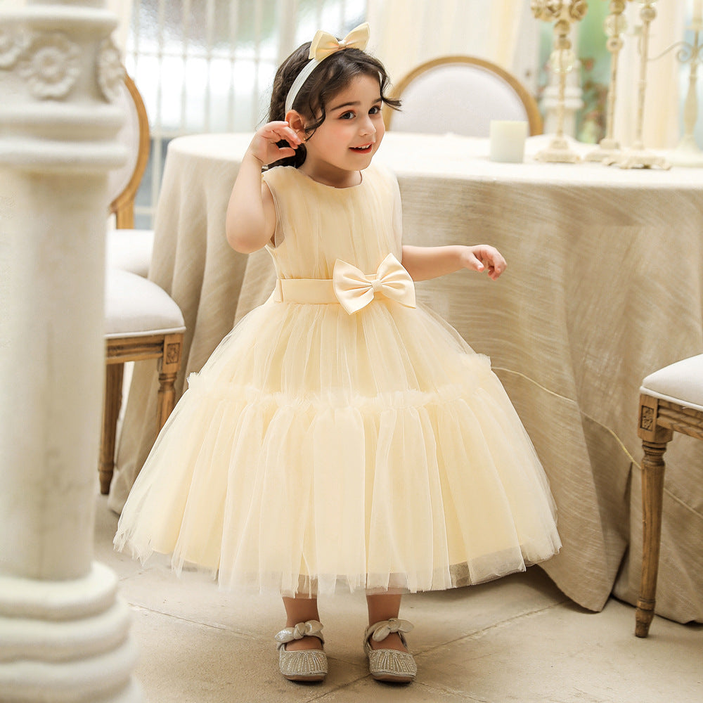 Adorable Puffy Ball Gown Mesh Dress for Girls | Flower Girl & Party Outfits