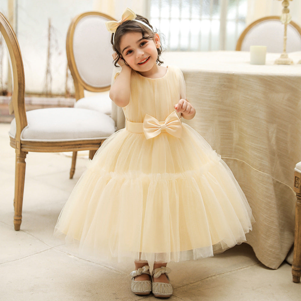 Adorable Puffy Ball Gown Mesh Dress for Girls | Flower Girl & Party Outfits