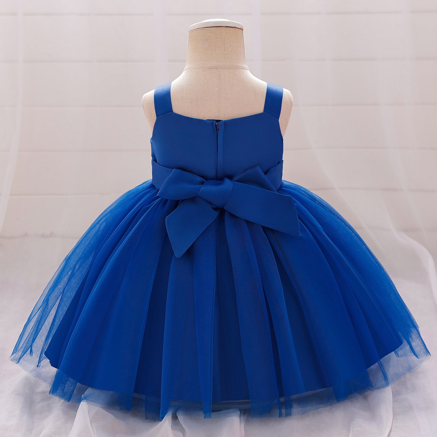 Puffy Mesh Off Shoulder Flower Girl Dress – Cute Applique Tea Length Gown for Toddlers