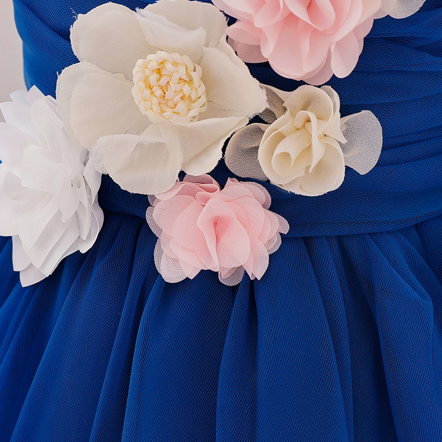 Puffy Mesh Off Shoulder Flower Girl Dress – Cute Applique Tea Length Gown for Toddlers