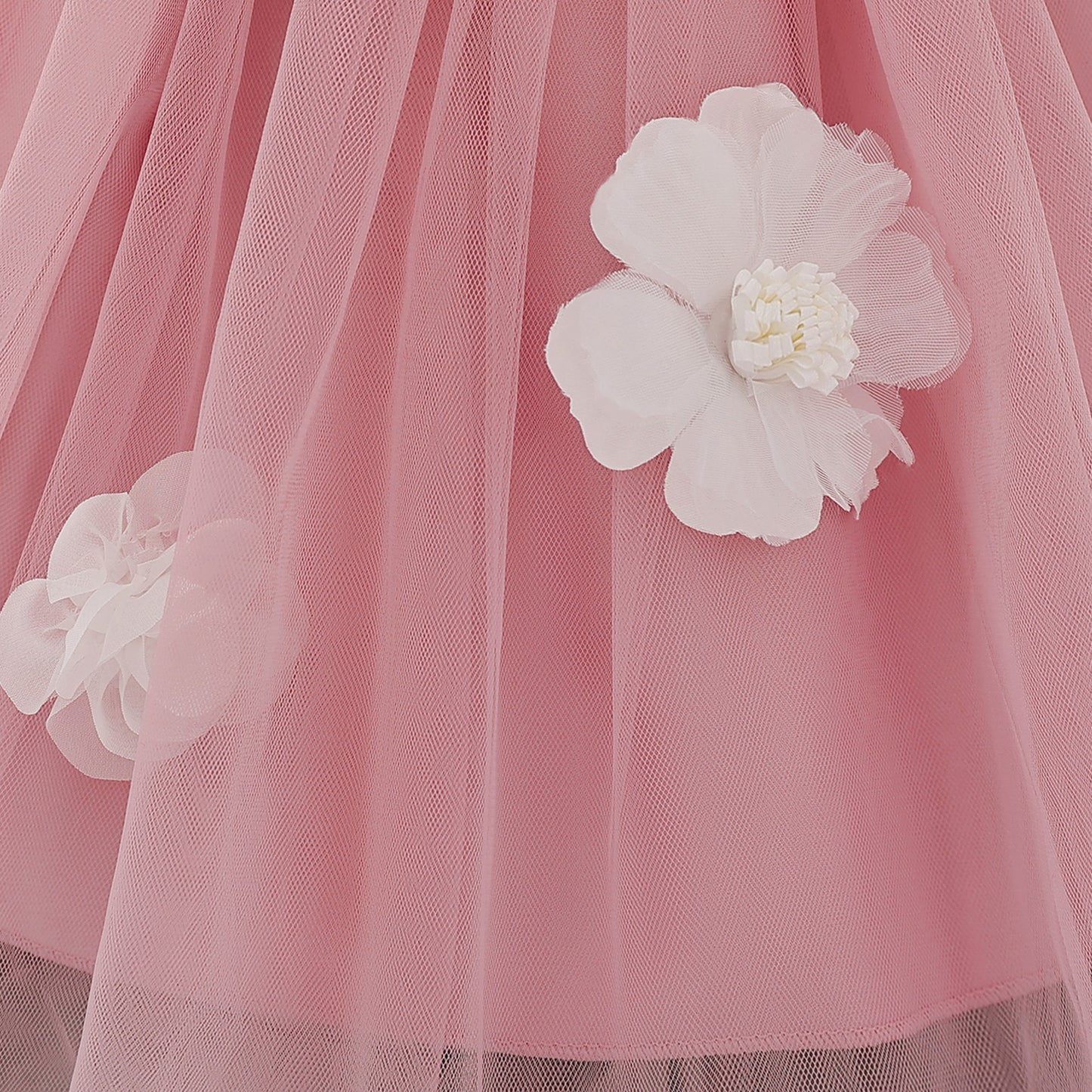 Puffy Mesh Off Shoulder Flower Girl Dress – Cute Applique Tea Length Gown for Toddlers