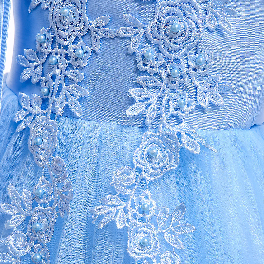 Puffy Off-Shoulder Tea-Length Girl's Ball Gown Dress for Parties & Weddings