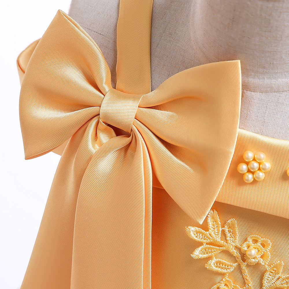 Puffy Off-Shoulder Tea-Length Girl's Ball Gown Dress for Parties & Weddings