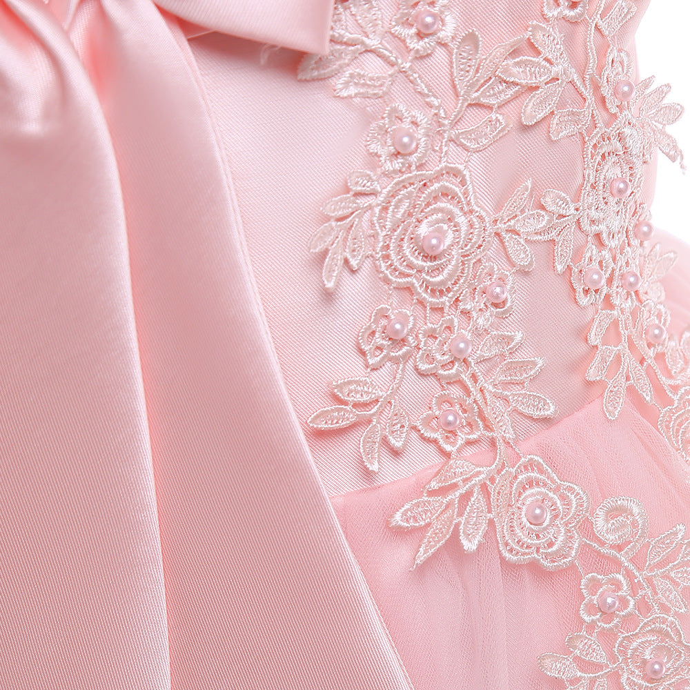 Puffy Off-Shoulder Tea-Length Girl's Ball Gown Dress for Parties & Weddings