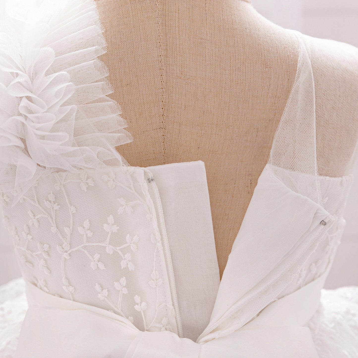 Puffy Off-Shoulder Tulle Princess Dress for Baby Girls | Embroidered Tea Length Party Gown