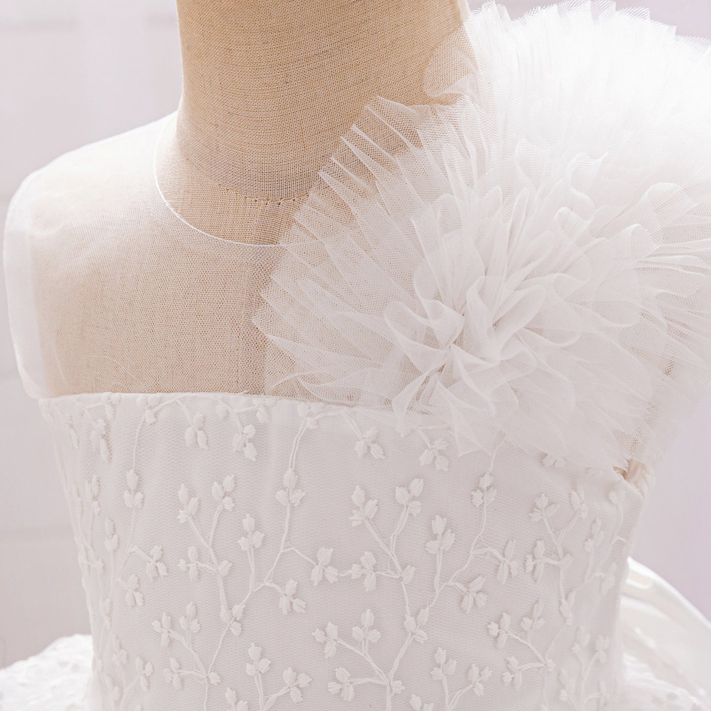 Puffy Off-Shoulder Tulle Princess Dress for Baby Girls | Embroidered Tea Length Party Gown