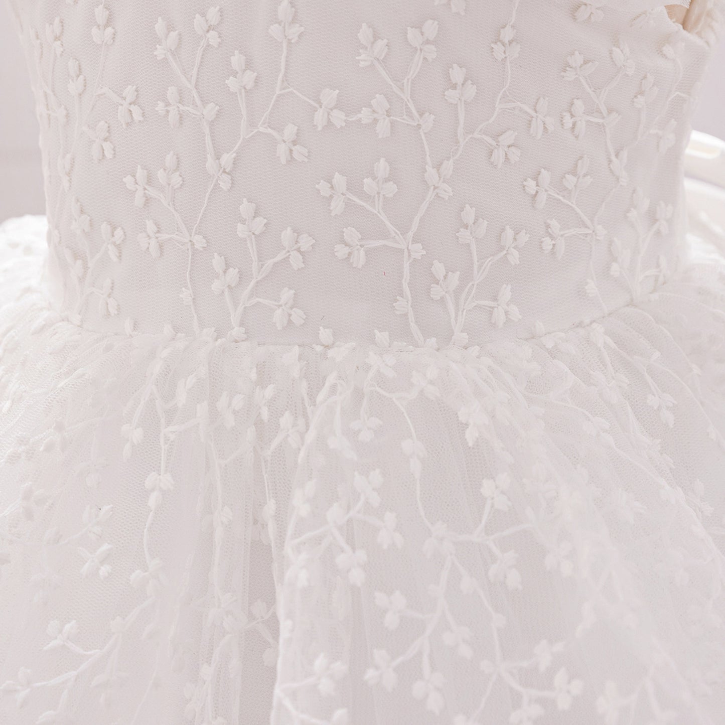 Puffy Off-Shoulder Tulle Princess Dress for Baby Girls | Embroidered Tea Length Party Gown