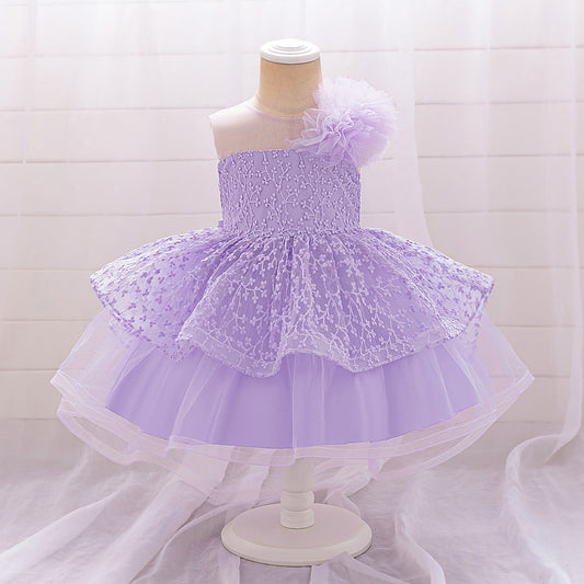 Frocklet Puffy Off-Shoulder Tulle Princess Dress for Baby Girls | Embroidered Tea Length Party Gown 17