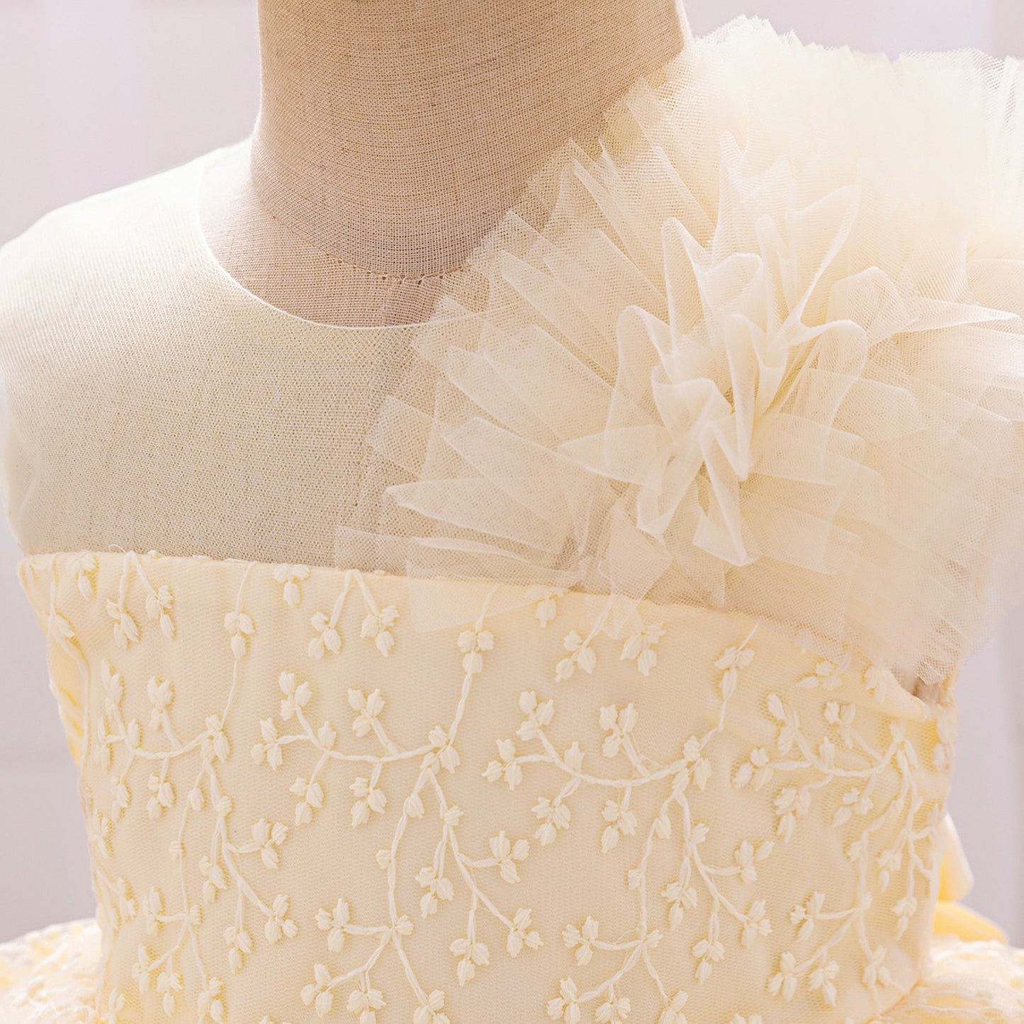 Puffy Off-Shoulder Tulle Princess Dress for Baby Girls | Embroidered Tea Length Party Gown