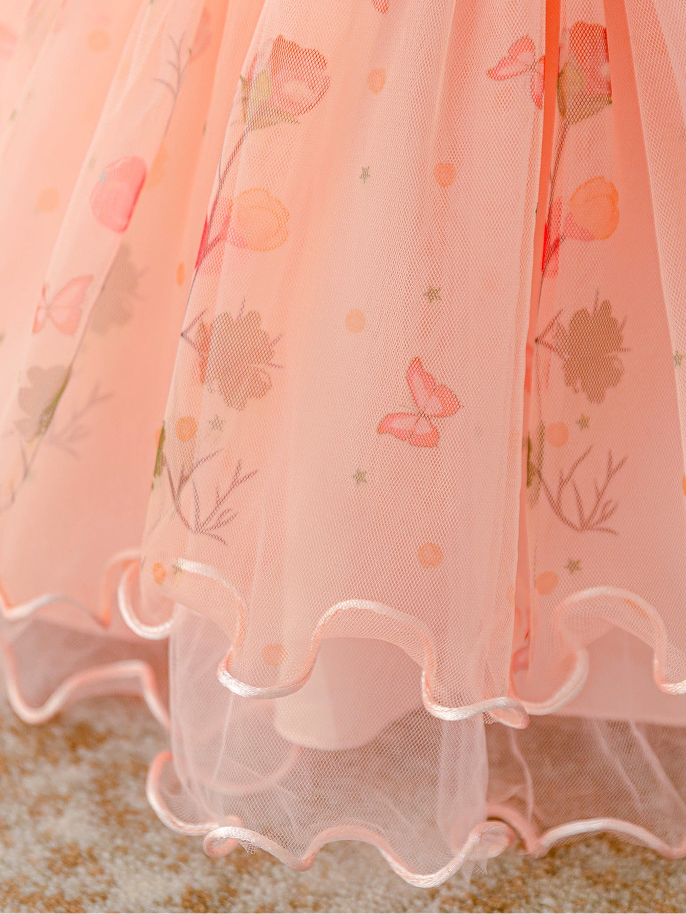 Puffy Off-Shoulder Tulle Ball Gown for Little Girls – Party, Wedding & Celebration Dress