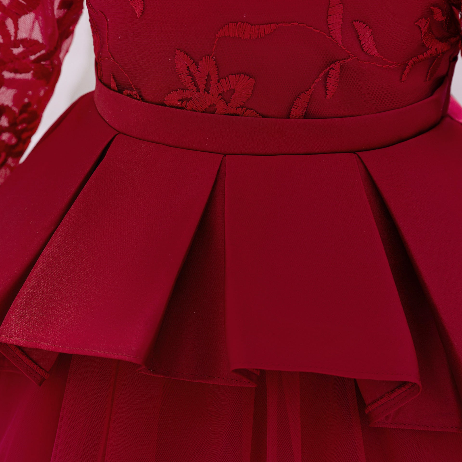 Frocklet Puffy Satin Floral Embroidered Birthday Dress – Tea Length Princess Gown for Toddlers 14