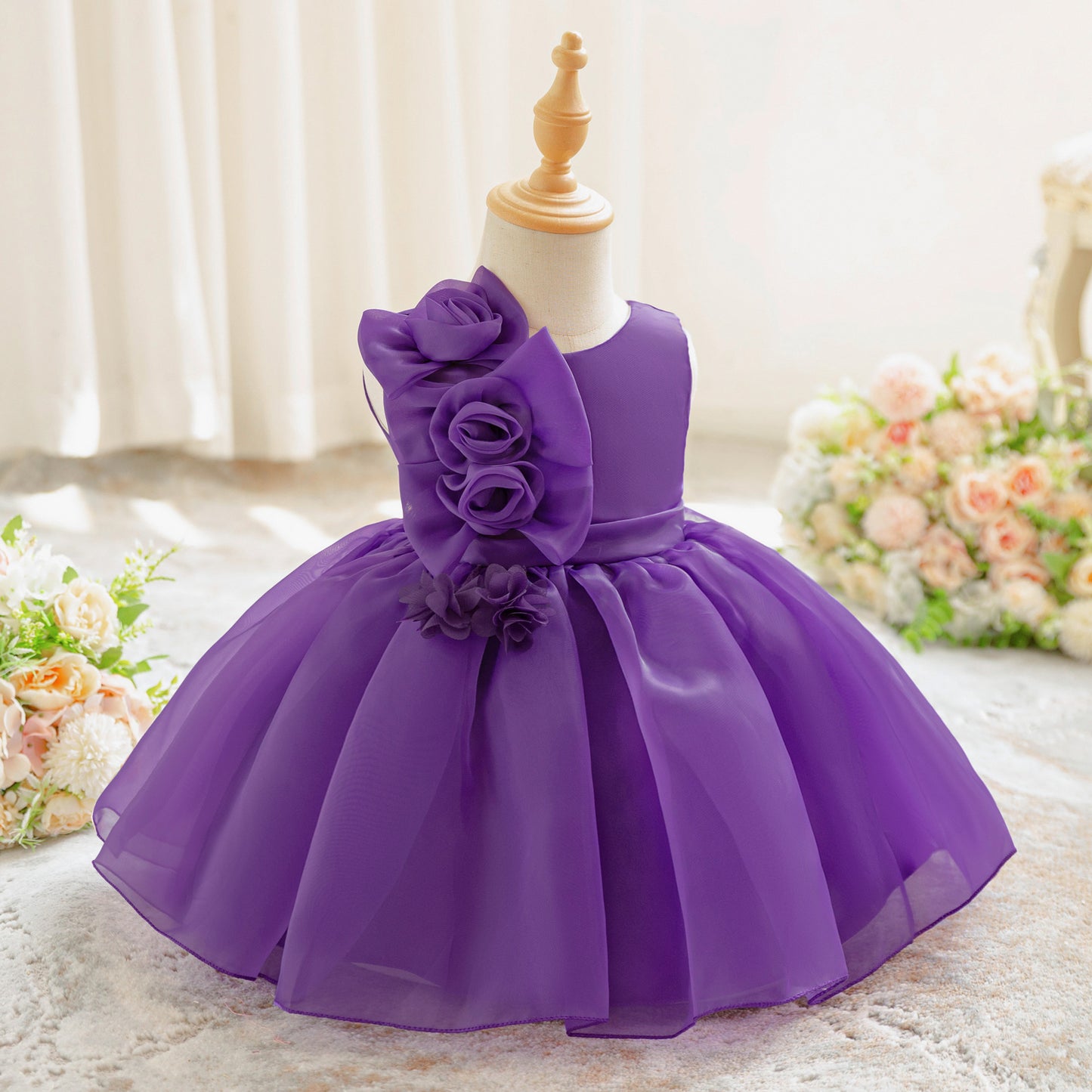 Adorable Puffy Tea-Length Princess Dress for Toddlers | Ball Gown Flower Girl Outfit