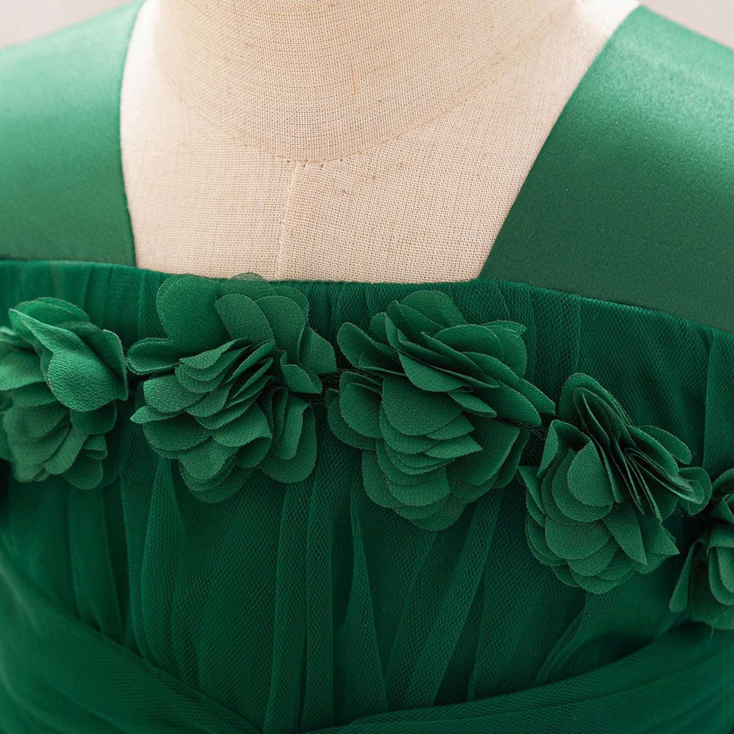 Cute Tea-Length Tulle Puffy Baby Party Dress with Flowers - Square Neck