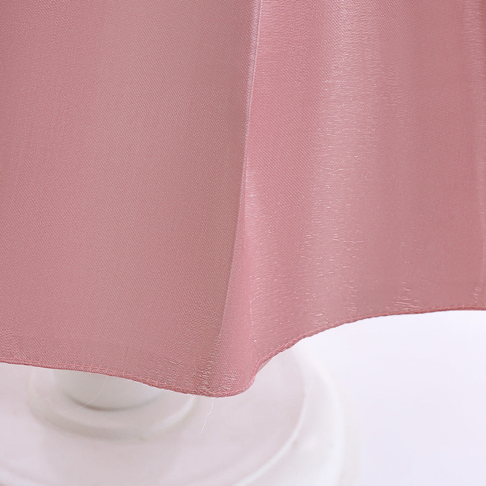 Tea-Length Satin Princess Dress for Girls with Puff Sleeves