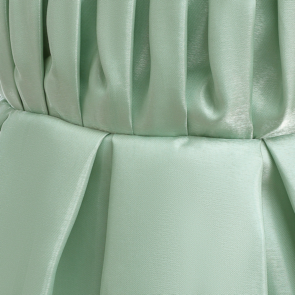 Tea-Length Satin Princess Dress for Girls with Puff Sleeves