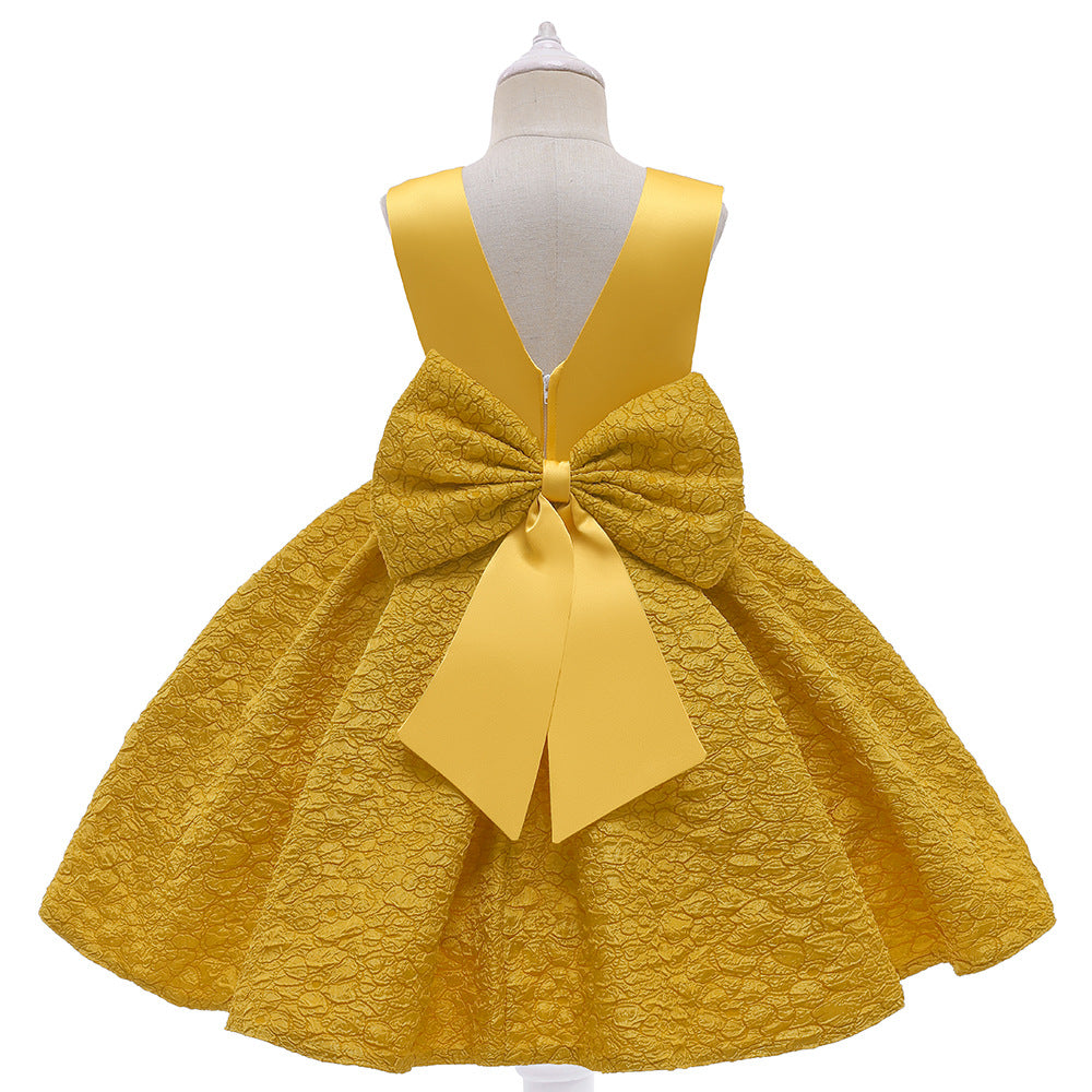 Tea Length Satin A-Line Flower Girl Dress – Applique & Sequin Kids Party Outfit