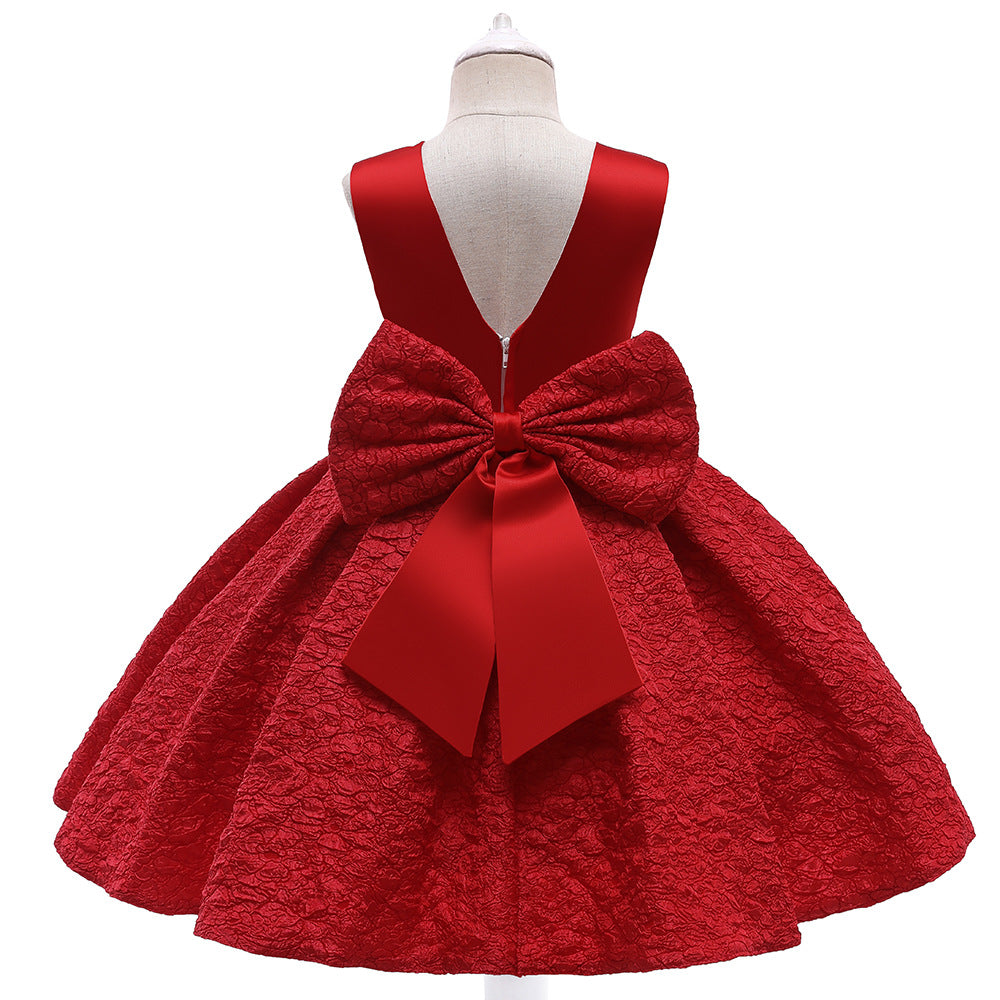 Tea Length Satin A-Line Flower Girl Dress – Applique & Sequin Kids Party Outfit