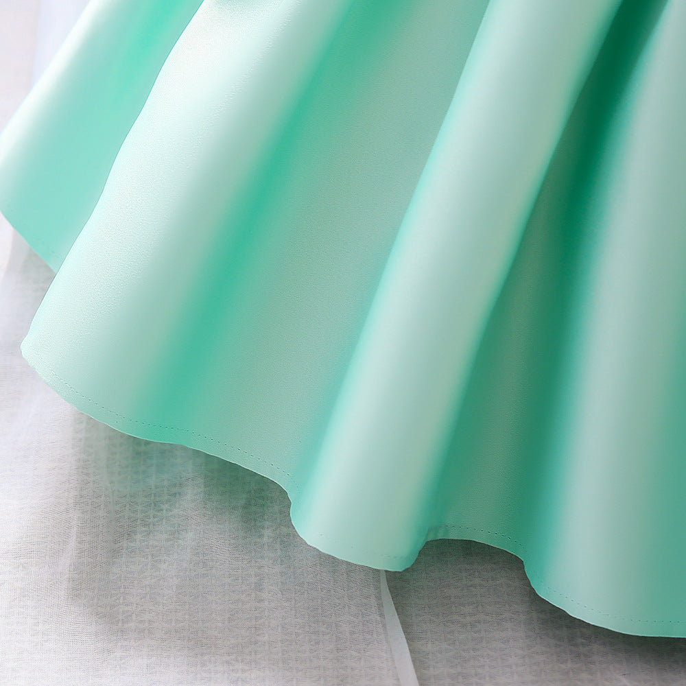 Adorable Satin Bow A-Line Tea Length Dress for Girls (3-10 Years)