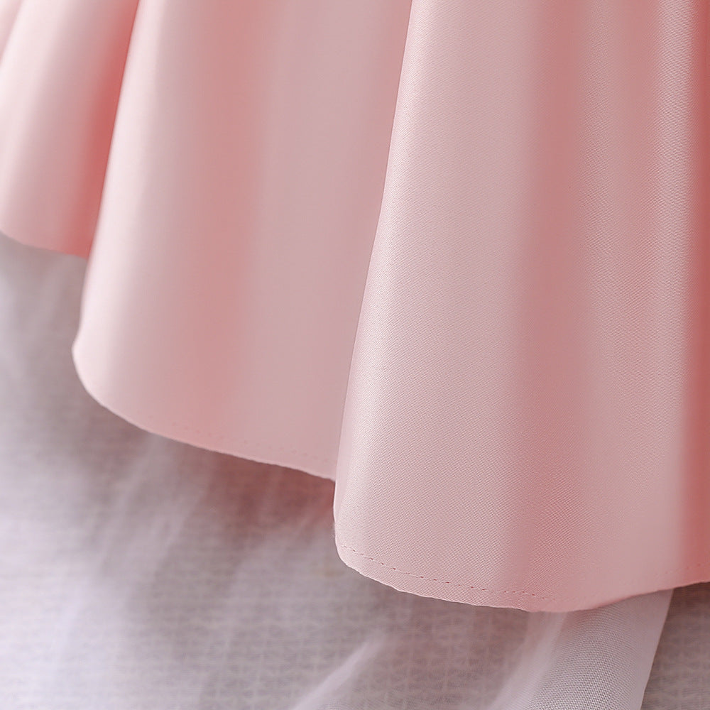 Adorable Puffy Satin Bowknot Ball Gown for Little Girls | Tea Length Princess Dress