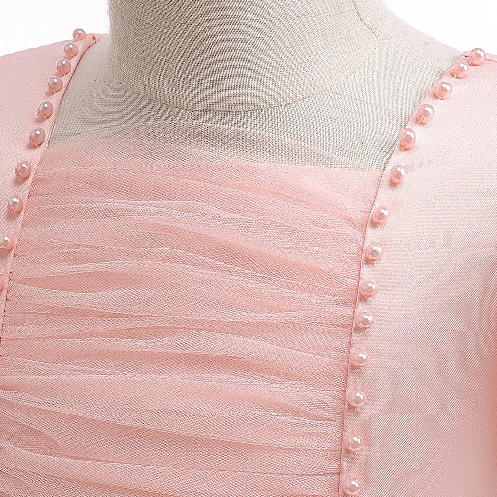 Adorable Satin Princess Dress with Bow & Ruffles for Girls (Ages 3-8) | Tea Length Party Gown