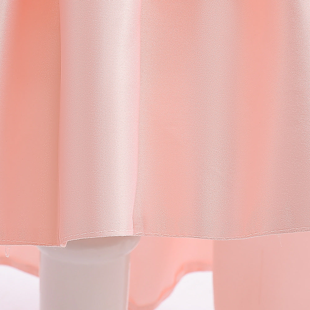 Adorable Satin Princess Dress with Bow & Ruffles for Girls (Ages 3-8) | Tea Length Party Gown
